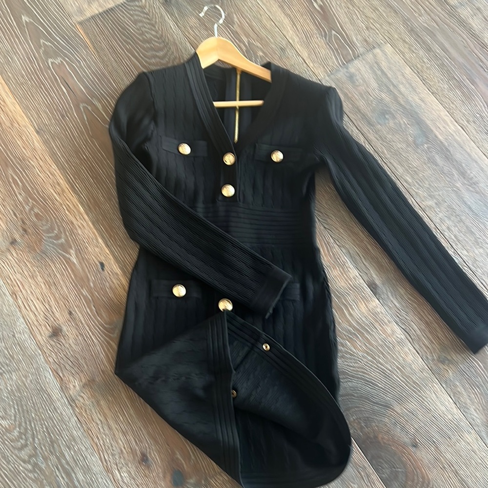 Balmain knitted dress with gold button, used in a good condition